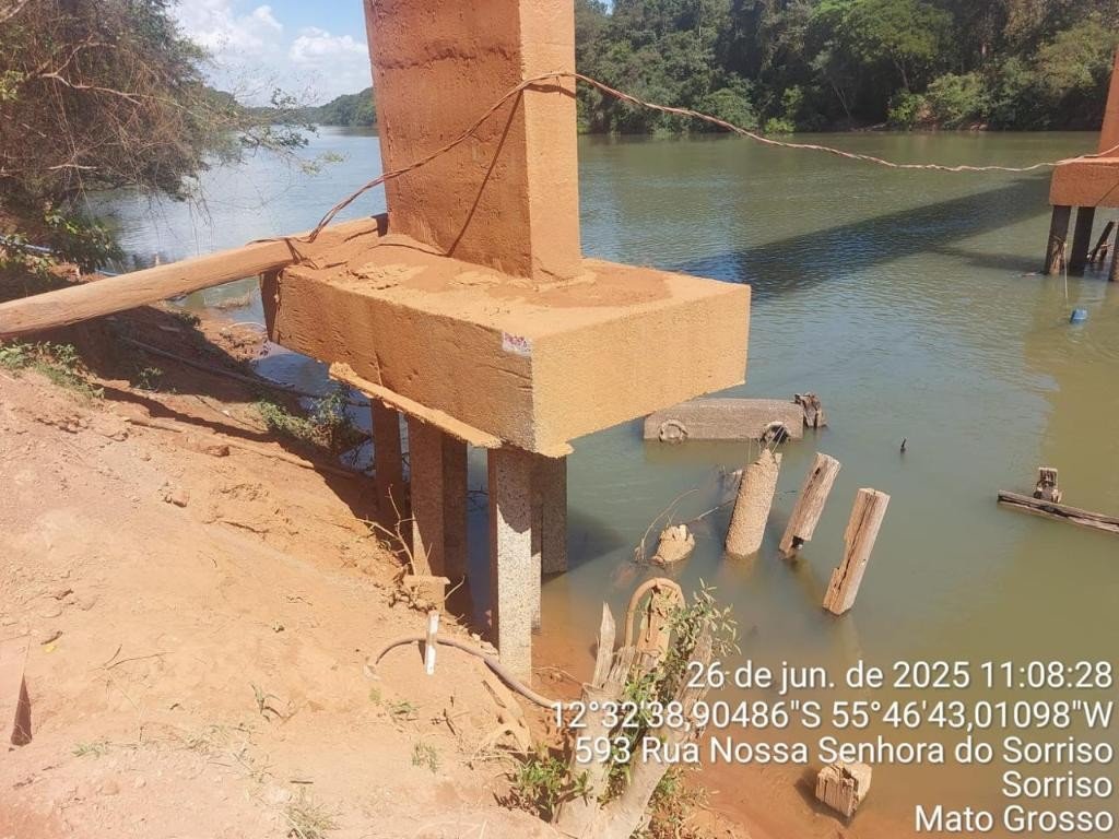 Ponte com risco de cair em Sorriso preocupa moradores e autoridades